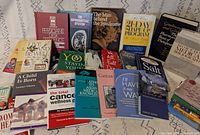 Group shot of majority of books laid out showing titles and covers
