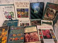 All 12 gardening books front covers visible
