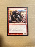 Front of Cobblebrute card showing artwork, set symbol, mana cost, power/toughness