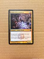 Front of Goblin Electromancer card showing artwork, mana cost, type line, text box, power/toughness