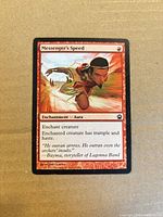 Front of Messenger's Speed card showing artwork, title, mana cost, card type line, text box, and set symbol