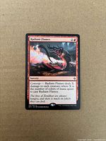Front of Radiant Flames card showing artwork, mana cost, text box, lightly played edges