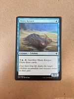 Front of Shore Keeper card showing artwork, name, mana cost, text, 0/3 stats