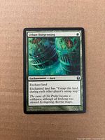 Front of Urban Burgeoning card showing artwork, title, mana cost and text