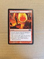 Front of Volcanic Geyser card showing artwork, mana cost, set symbol M14, red border