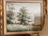 Full view of framed painting showing composition and frame