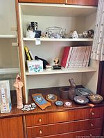 Overall shelving unit showing majority of items