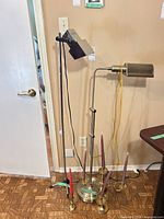 Group shot showing both floor lamps, candelabra, candlestick, and candles