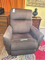 Front view of brown microfiber recliner chair