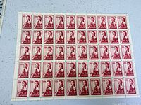 Queen Elizabeth II 5¢ full stamp sheet, 8 × 6 layout, mint perforations visible