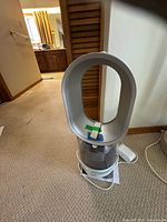 Full view of Dyson humidifier fan standing on floor