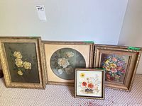 Group shot of all four framed floral artworks