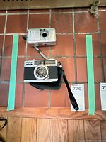 Top view of both cameras and pouch showing overall lot
