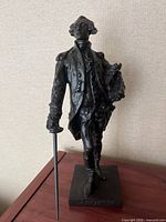 Full view of bronze Lafayette figurine on base