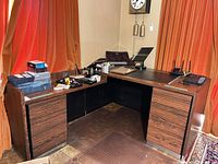 Overall view showing L-shaped desk assembled