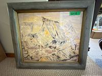 Framed abstract oil painting full view
