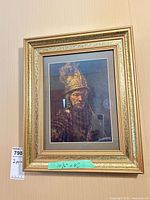 Portrait print framed under glass with size tape 10.5" x 8"