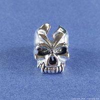 front view of cracked skull ring showing design and finish