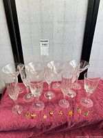 Full set of stemware and charms on towel