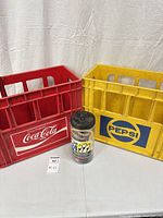 Overall view showing both crates and jar of bungees