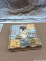 Front view of sealed La Belle Vie soap gift box showing assortment layout