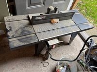 Full view of router table, fence, stand and power cord