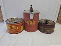 Group shot of three gasoline cans displaying overall sizes and colors