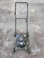 Top view of mower showing engine, deck and overall condition