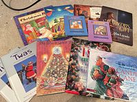 Group shot of all books spread on carpet