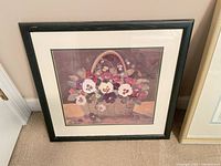 Square floral basket print with black frame