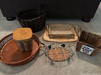 Group shot of all six baskets and trays