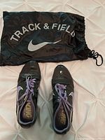 Top view of shoes with drawstring bag