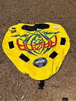 Full view of yellow Rave Sports Dozer towable tube