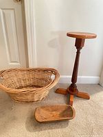 Pedestal, basket, bowl grouped