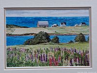 Close view of print image showing landscape detail and artist style