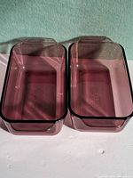 Top view of both amethyst Pyrex loaf pans