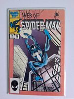 Full front cover of Web of Spider-Man #22 in bag and board