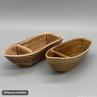 Front three-quarter view of both shrimp boat dishes