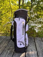 Front view of black and white Callaway Solaire cart bag