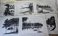 Six prints arranged showing various Canadian landscape scenes
