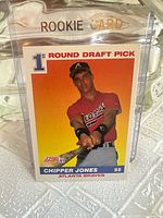 Front of Chipper Jones 1991 Score rookie card in sleeve