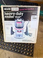 Original Sears Craftsman heavy-duty router box front showing model 600 and specs
