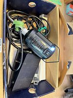 Motor, flex shaft cable, foot pedal inside box