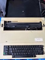 Top view of Adler Electronic Corrector II typewriter showing keyboard and print mechanism