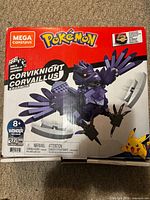 Front of boxed Mega Construx Pokémon Corviknight set showing piece count and age recommendation