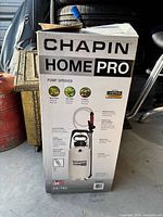 Retail box showing Chapin Home Pro pump sprayer specifications