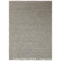 Full view of flat weave medium grey area rug