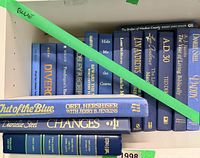 Shelf section showing entire grouping of blue hardcovers