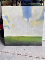 Full view of square prairie sky painting showing entire artwork