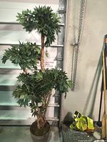 Full view of artificial tree showing overall height and shape